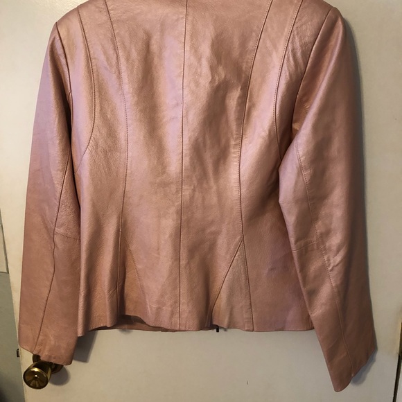 Leather Pink Satin Finish jacket - Picture 2 of 4